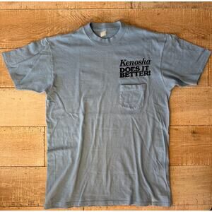Vintage Jockey Kenosha “Does It Better” Blue Pocket T-Shirt | Made in USA